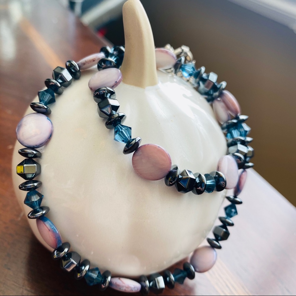 Hematite, Sterling & Crystal Necklace